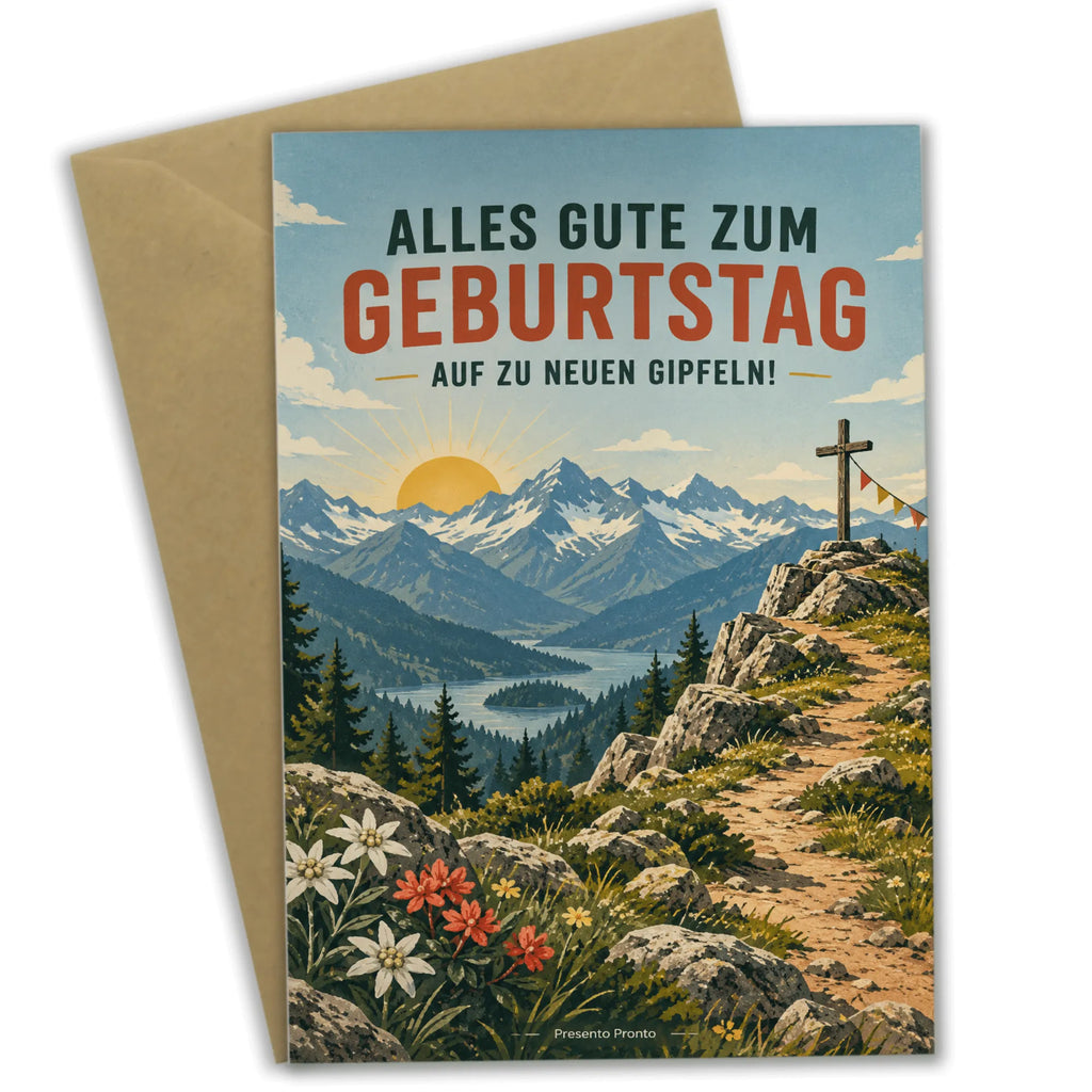 Motivierende Geburtstagskarte für Wanderer mit Berggipfel|p:2021683|h:1ba166e831c1a58dfb2d4f01216f78f9