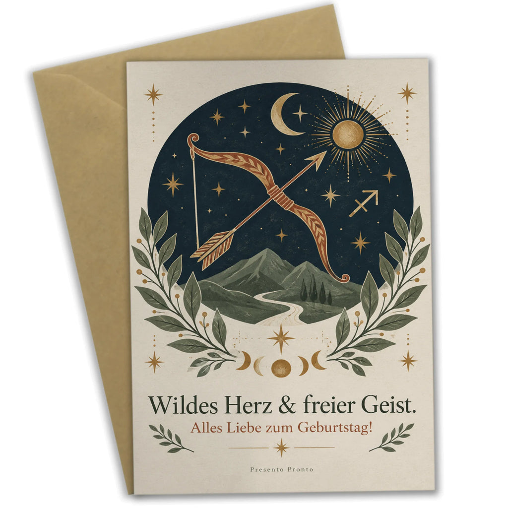 Elegante Geburtstagskarte für Schütze mit Bogen und Sternen|p:2021685|h:9a788aef8b0d246ce4bbf88d0b56bb33