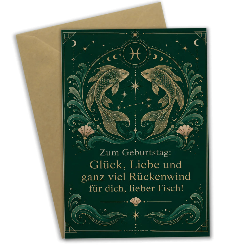 Elegante Geburtstagskarte für Sternzeichen Fische mit Goldfischen|p:2021694|h:af1cda3af26abe8845aa2387c17f39cd