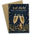 Elegante Geburtstagskarte zum Anstoßen mit Sektgläsern