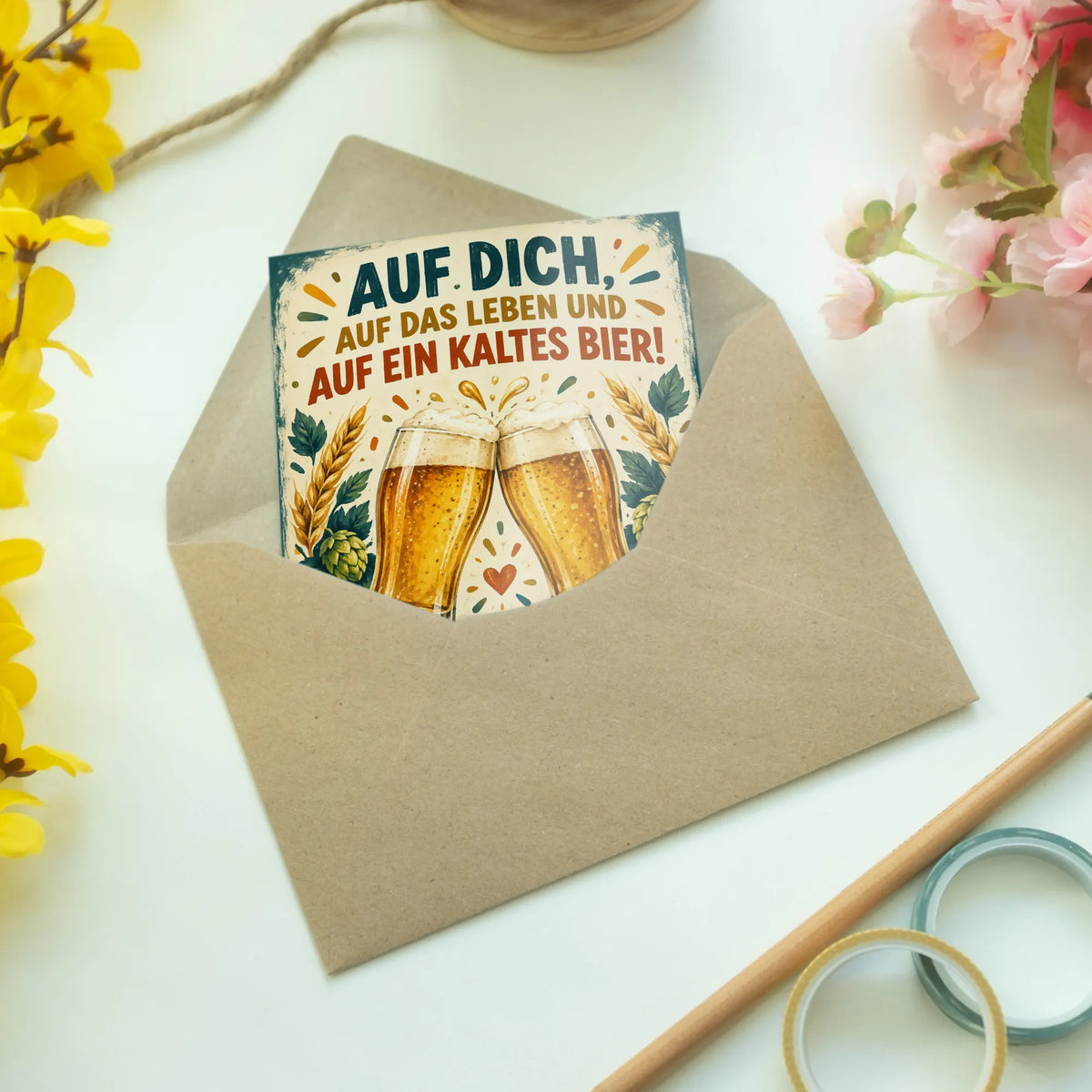 Lustige Geburtstagskarte für Bierliebhaber mit zwei Biergläsern