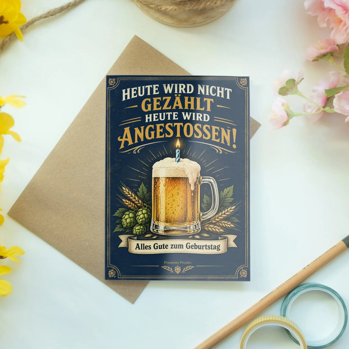 Lustige Geburtstagskarte für Bierliebhaber mit Bierkrug