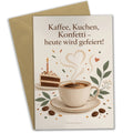 Fröhliche Geburtstagskarte für Kaffeeliebhaber mit Kaffeetasse