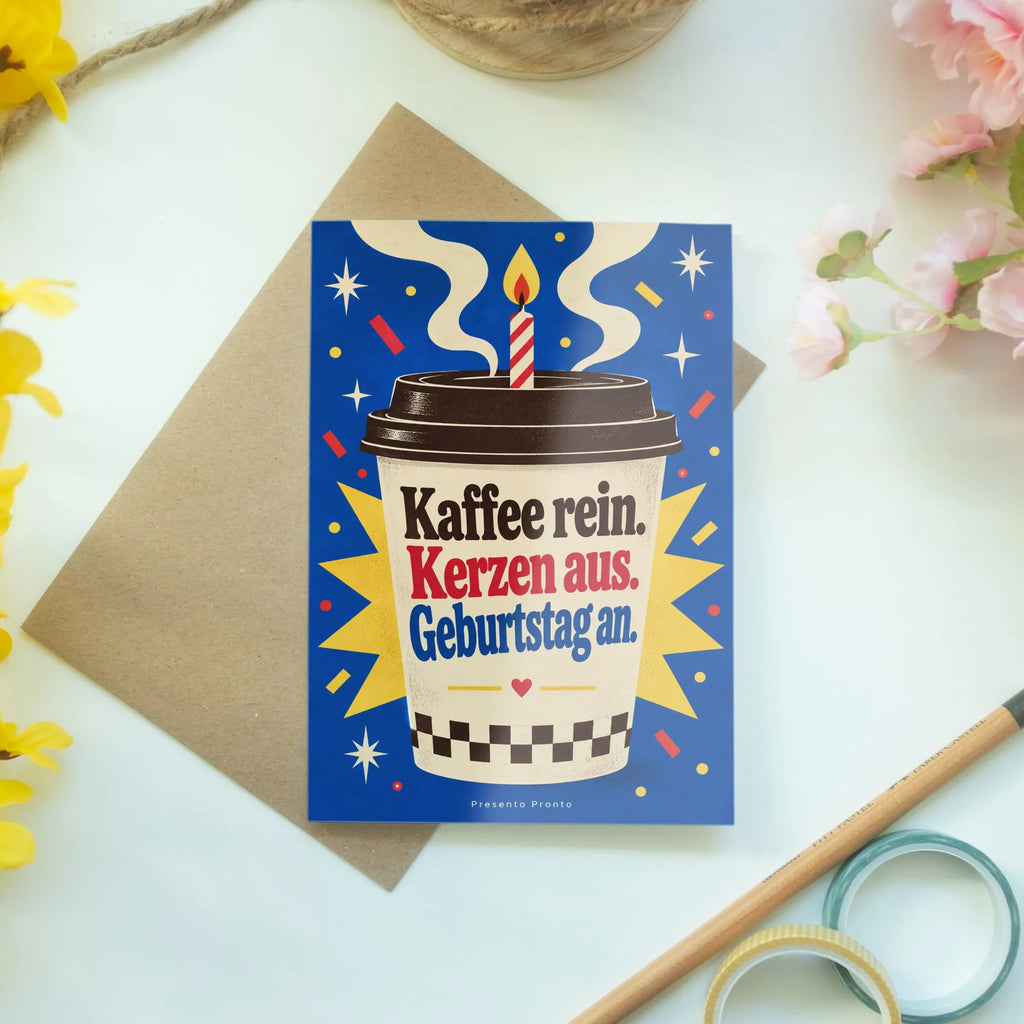 Lustige Geburtstagskarte für Kaffeefans mit To-go-Becher|p:2021707|h:f7cb01c0fb3bf18fd4ba69be68889fc1