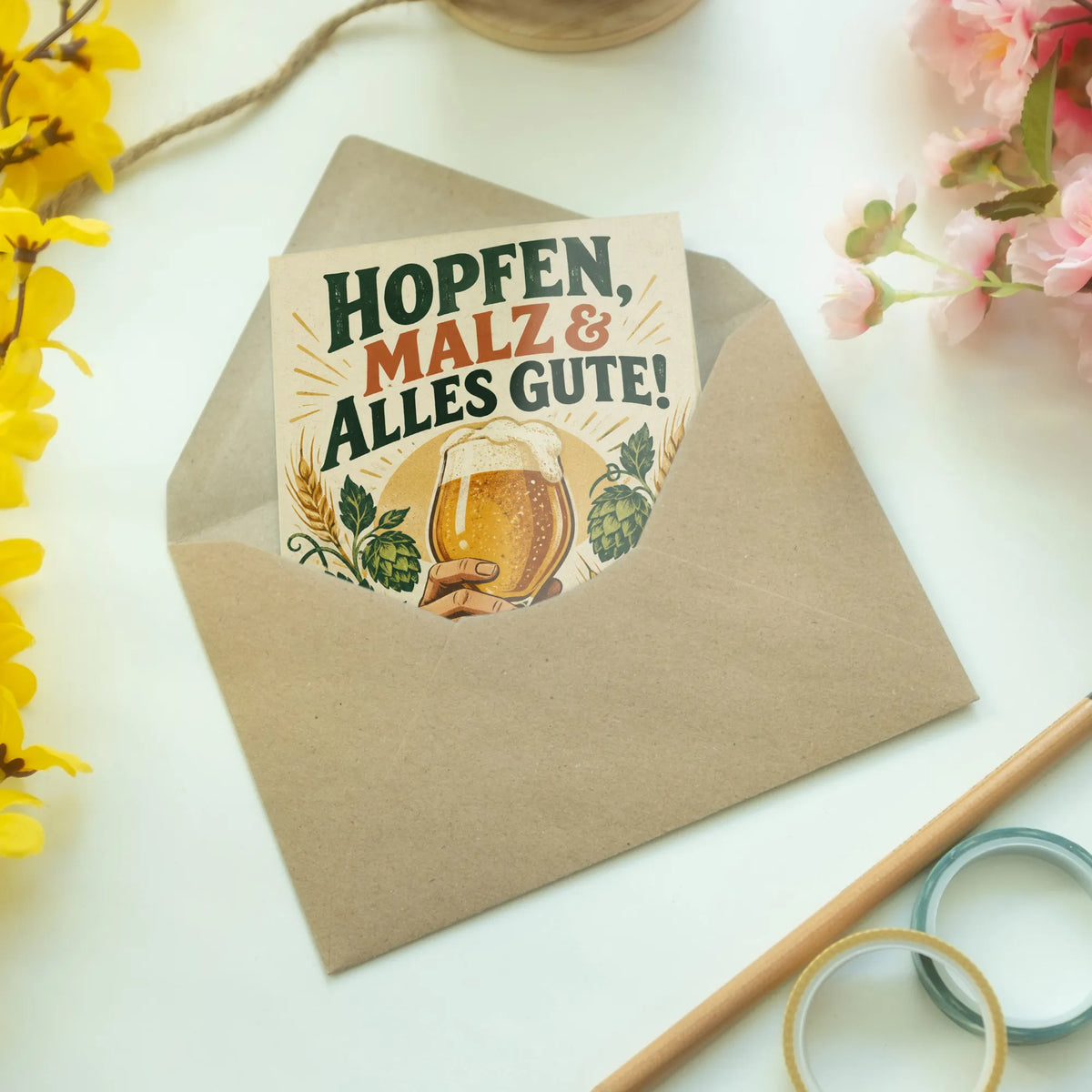 Lustige Geburtstagskarte für Bierfans mit schäumendem Bierglas