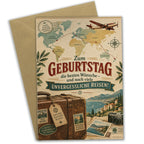 Herzliche Geburtstagskarte für Reisende mit Vintage-Weltkarte|p:2021721|h:85dada4da51b59ddd4e5ea9e89e8c4a8