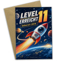 Coole Geburtstagskarte zum 11. Geburtstag für Jahrgang 2015 mit Rakete