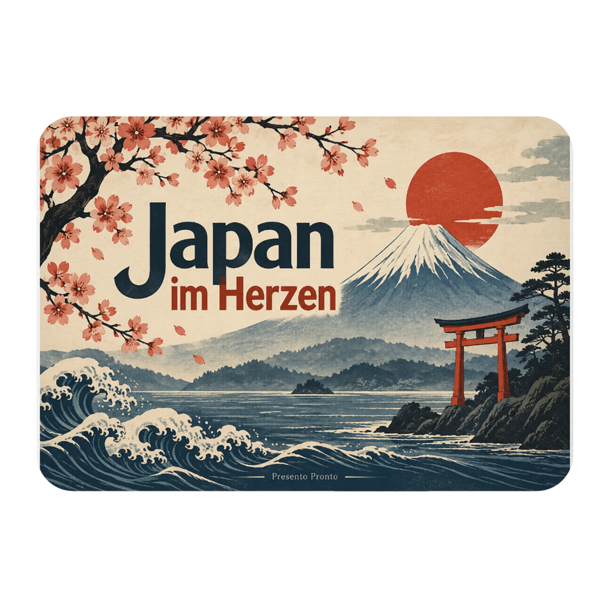 Eleganter Japan Magnet für Fans mit Fuji und Kirschblüten