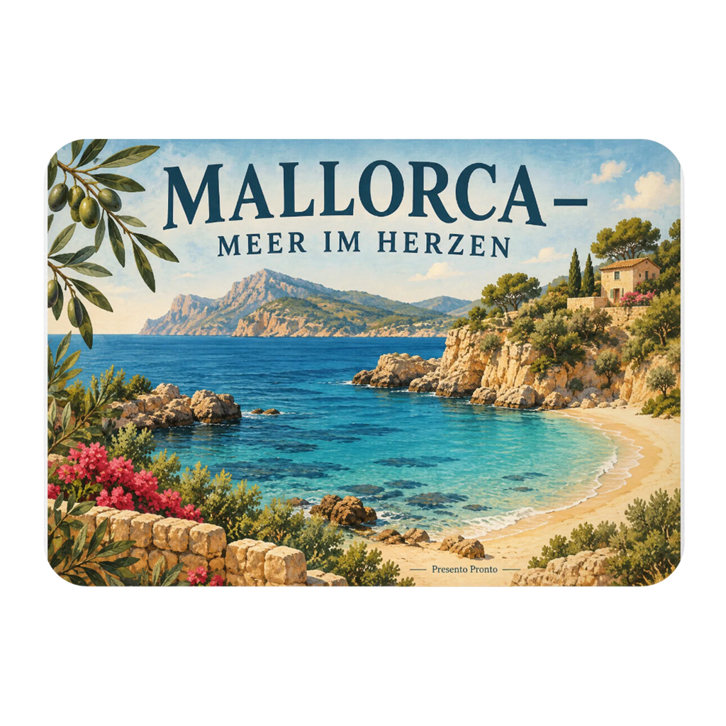 Nostalgischer Kühlschrankmagnet für Mallorca-Fans mit Küste|p:2021738|h:62fc2691ccf8bcb9f25a50e273199518