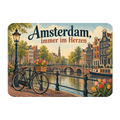 Nostalgischer Kühlschrankmagnet für Amsterdam-Fans mit Kanalhäusern