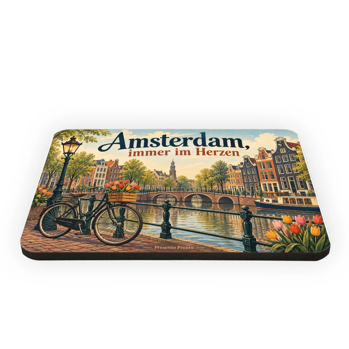 Nostalgischer Kühlschrankmagnet für Amsterdam-Fans mit Kanalhäusern