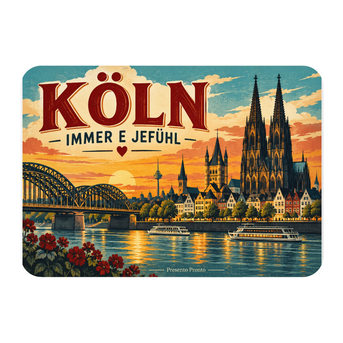 Nostalgischer Kühlschrankmagnet für Köln-Fans mit Dom