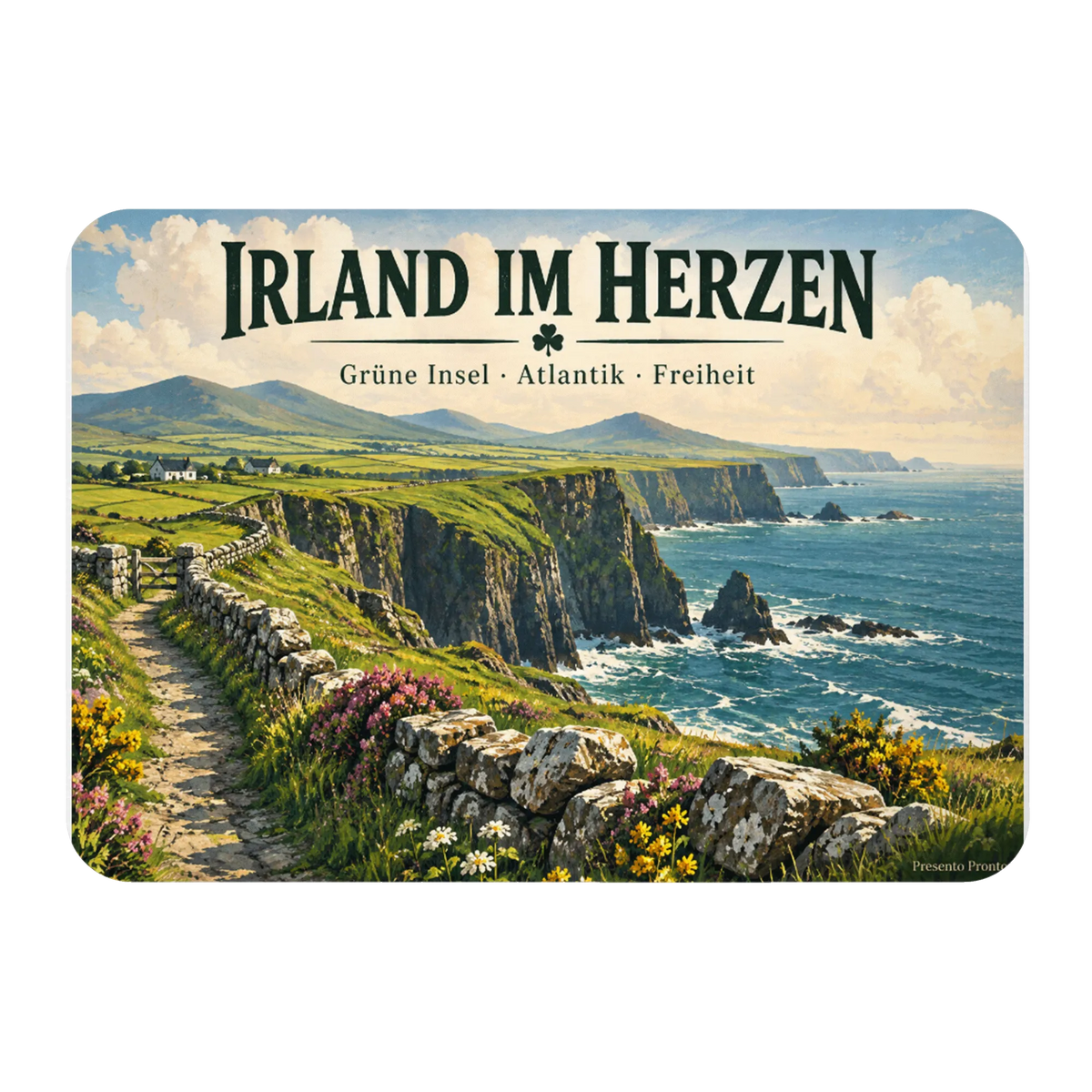 Nostalgischer Magnet für Irland-Fans mit grünen Klippen