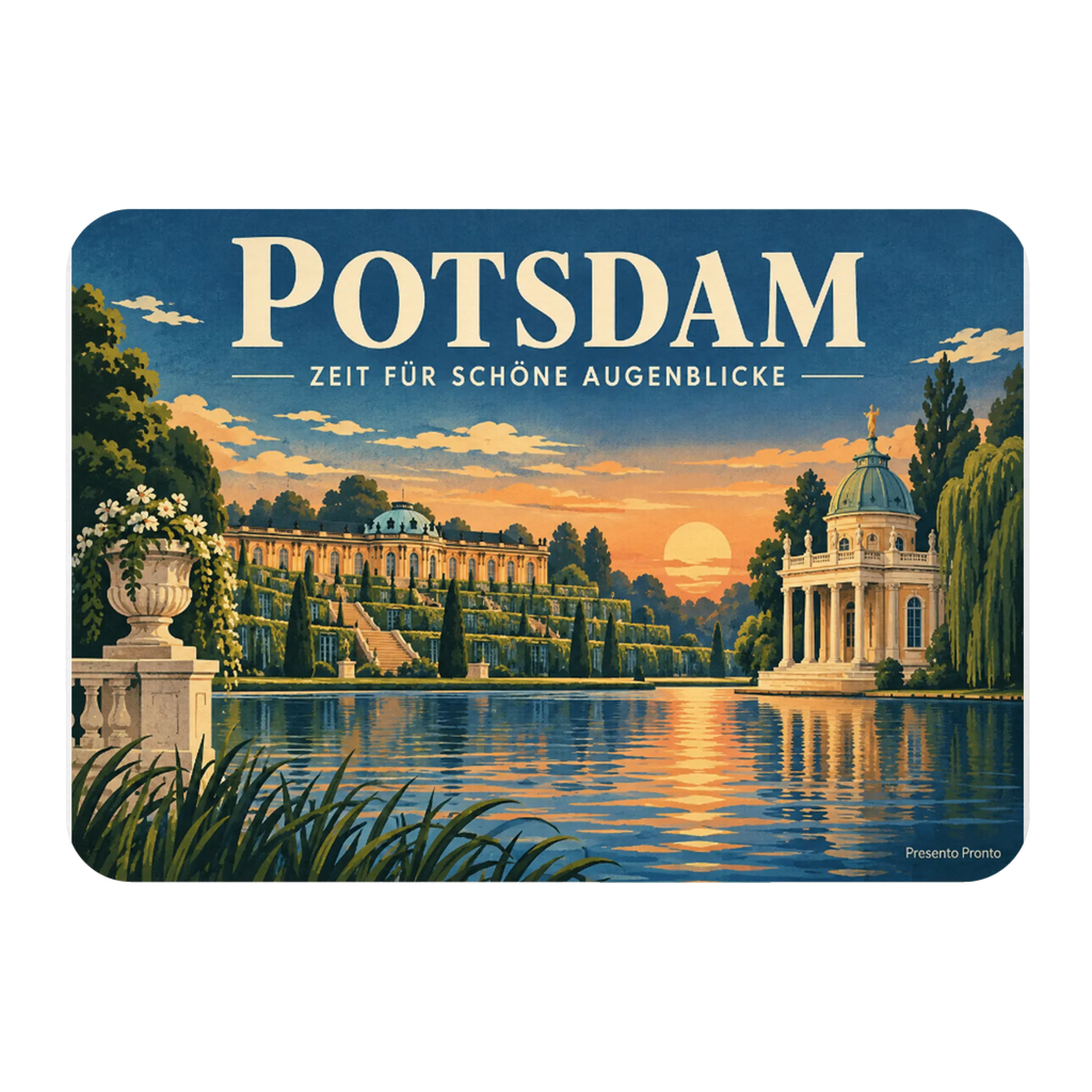Eleganter Kühlschrankmagnet Potsdam für Urlaubserinnerung mit Abendhimmel|p:2021756|h:1c0c9c3a87d71ceab1c0324e21f7fc2e