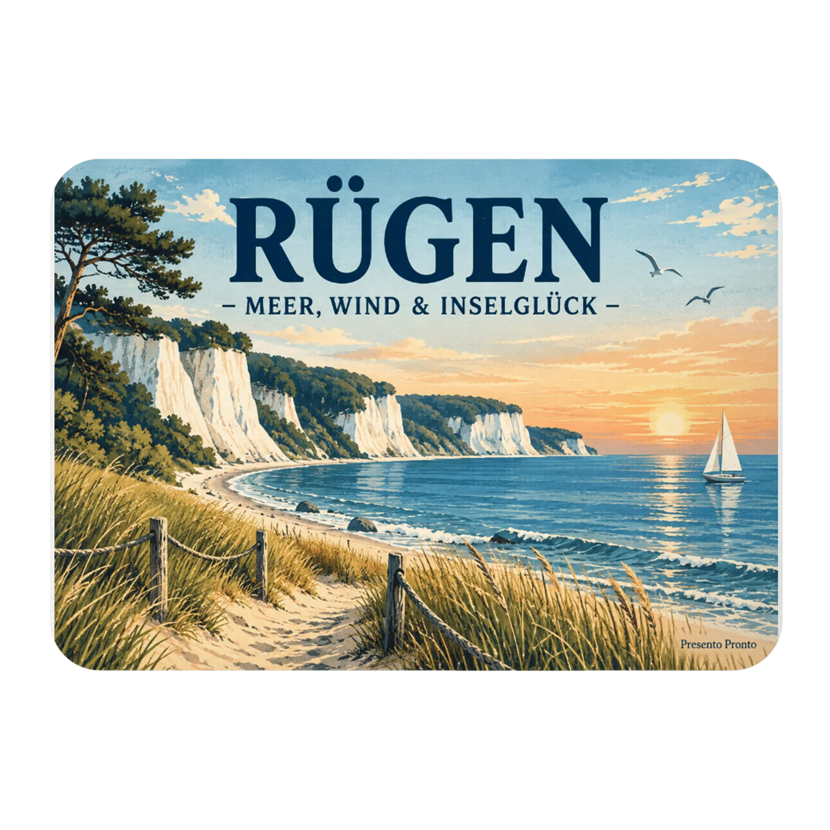 Nostalgischer Kühlschrankmagnet für Rügen-Fans mit Kreidefelsen