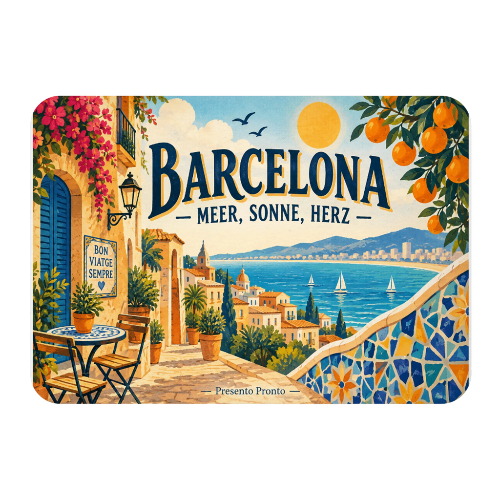 Sonniger Kühlschrankmagnet Barcelona für Spanienurlaub|p:2021762|h:0de7e0ab5d83cb6a45dbccad35ff0d21