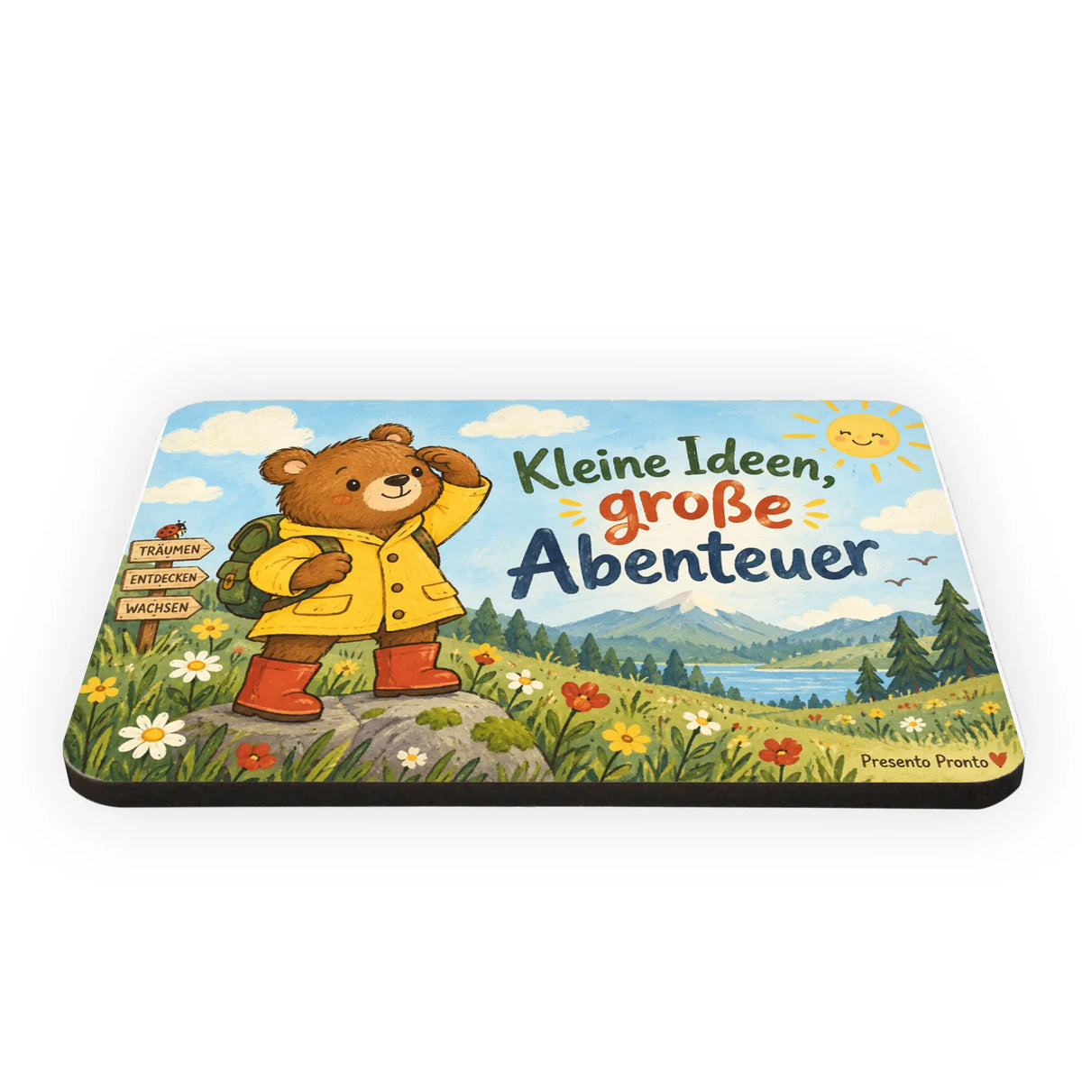 Fröhliche Kühlschrankmagnete für Kinder mit Entdecker-Bär