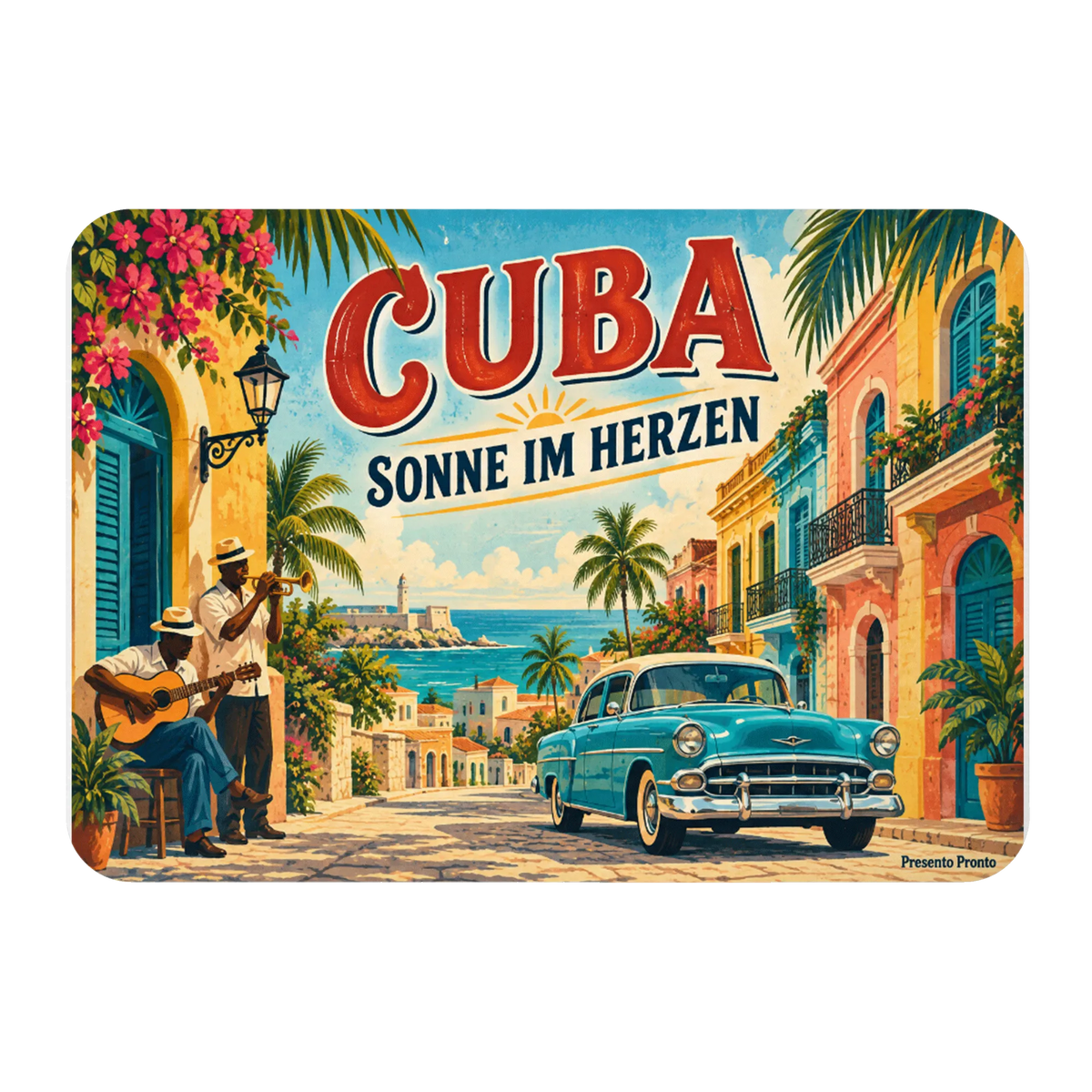 Sonniger Kühlschrankmagnet Kuba für Karibikfans Oldtimer