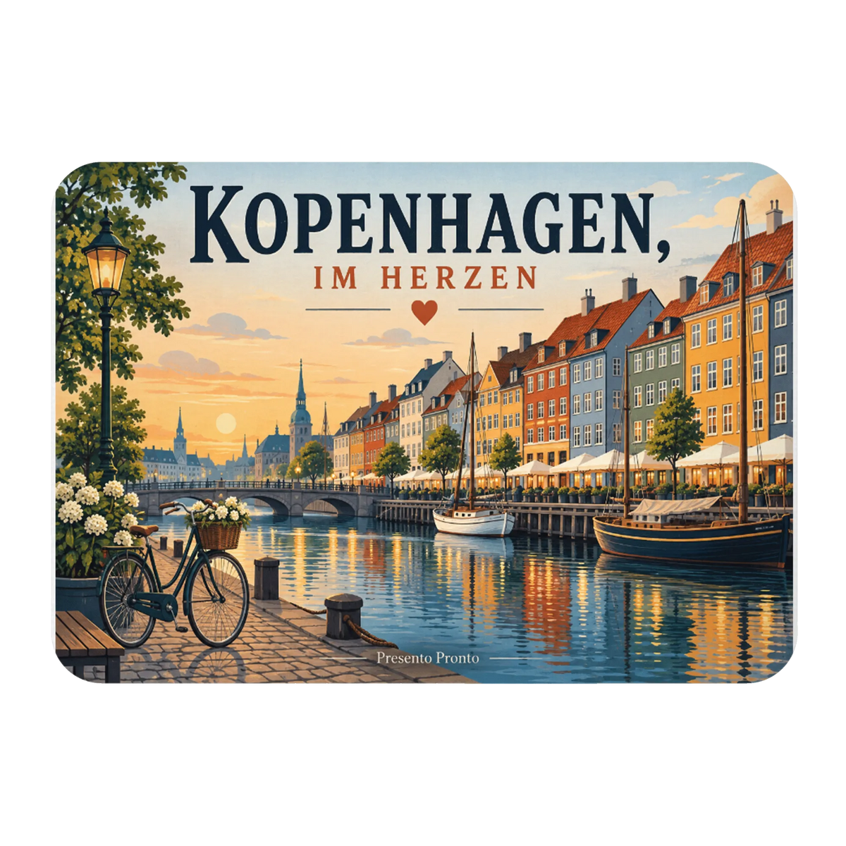 Herzlicher Kühlschrankmagnet Kopenhagen für Fans mit Hafen