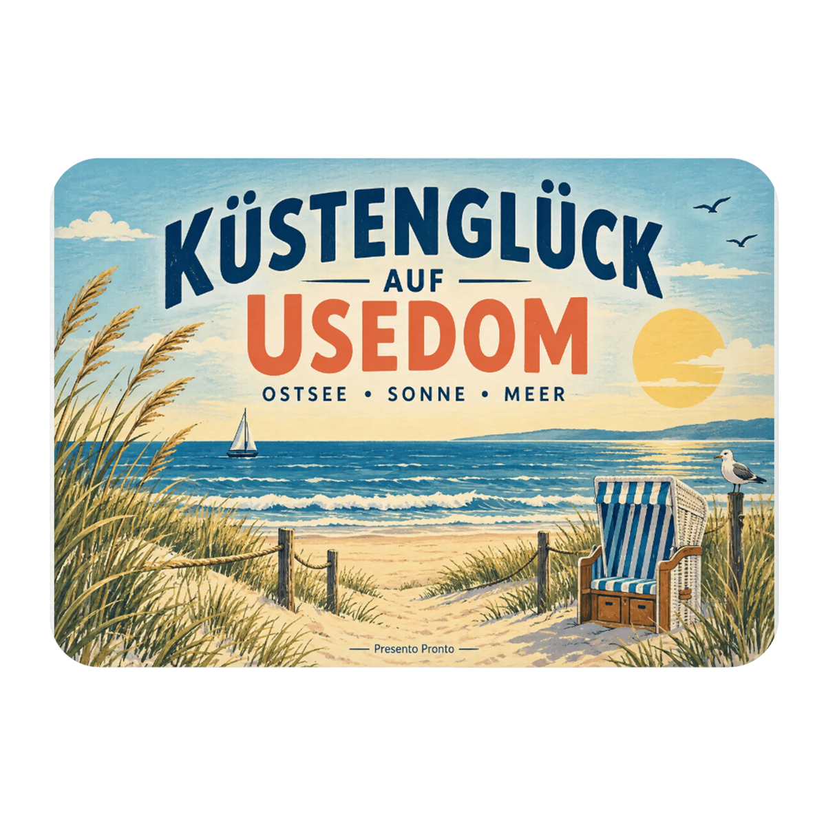 Nostalgischer Kühlschrankmagnet für Usedom Fans mit Strandkorb