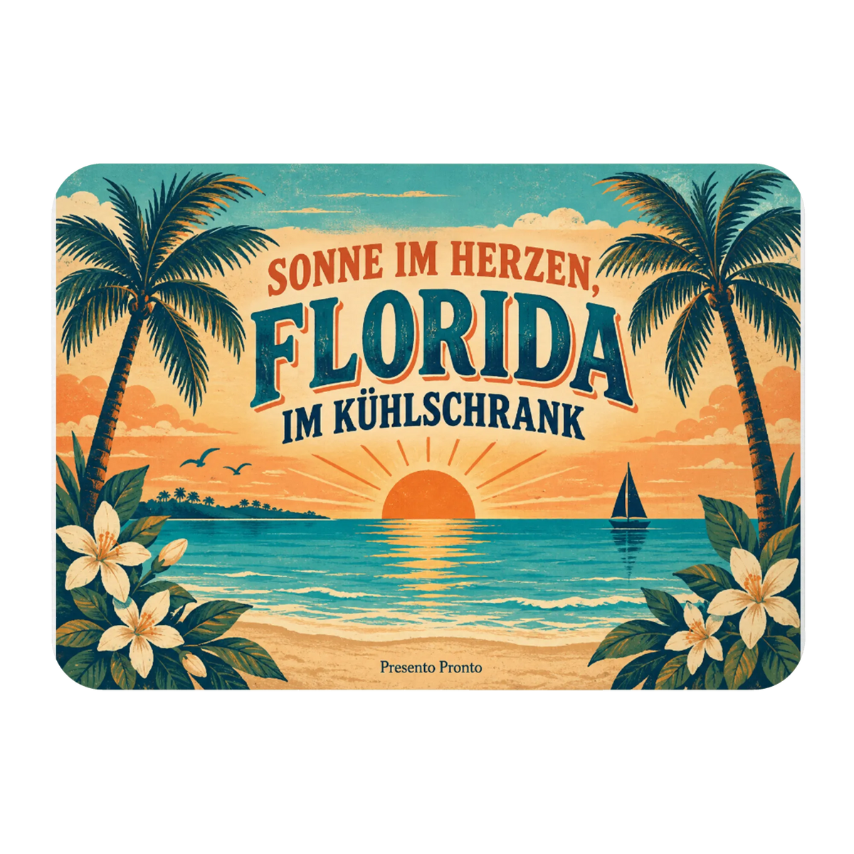 Fröhlicher Kühlschrankmagnet Florida für Urlauber mit Palmen