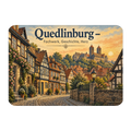 Nostalgischer Magnet aus Quedlinburg für Fans mit Fachwerkansicht