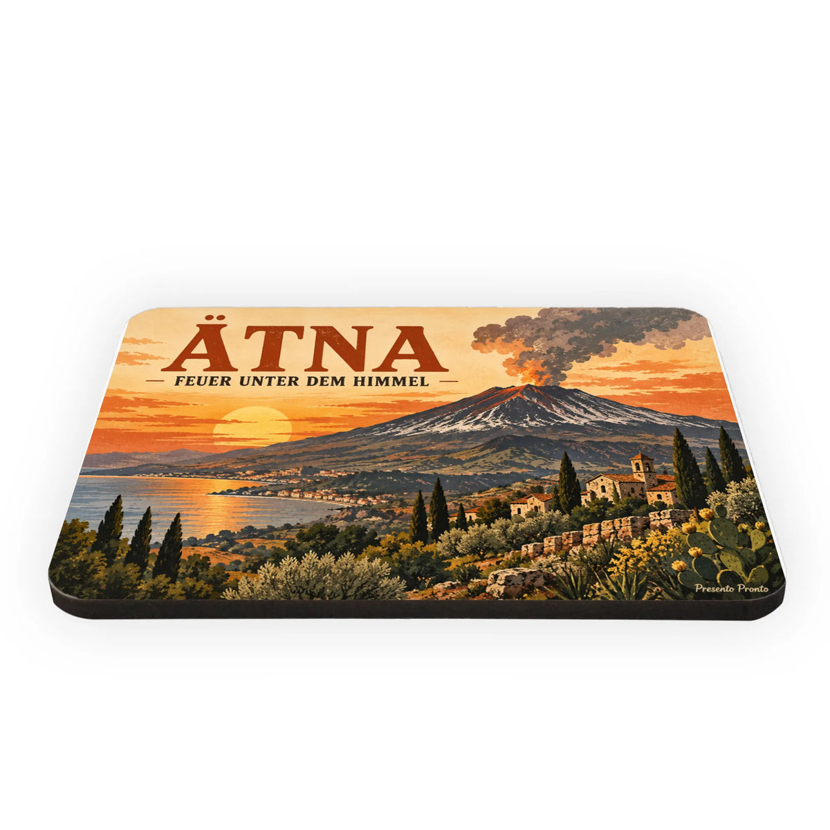Kraftvoller Magnet Ätna für Sizilienfans mit Sonnenuntergang