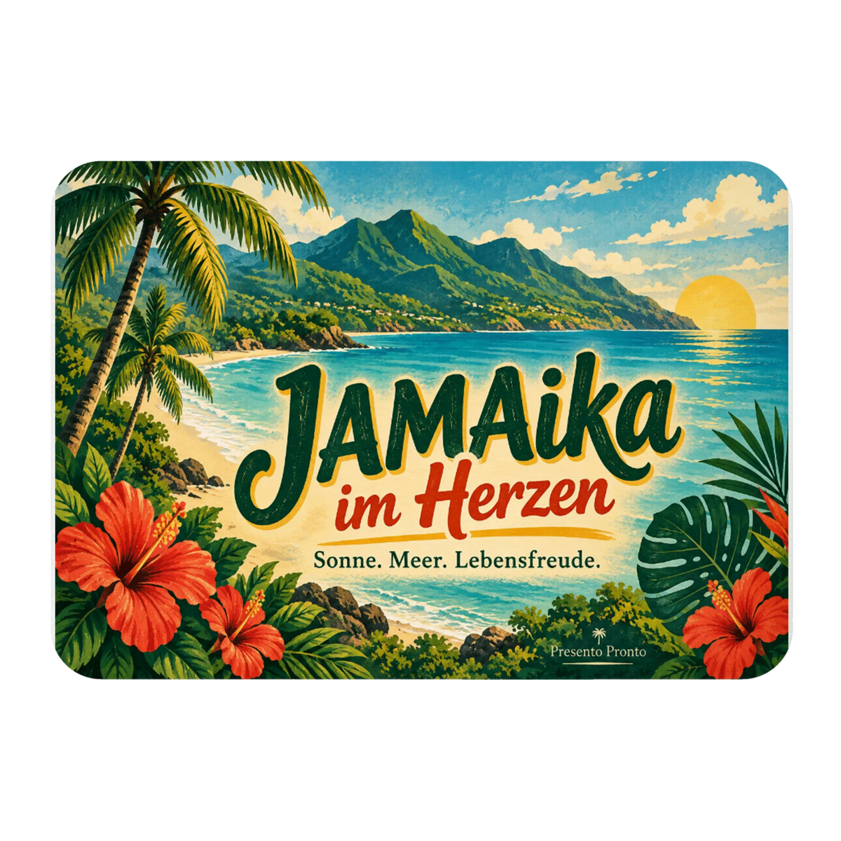 Fröhlicher Kühlschrankmagnet für Jamaika-Fans mit Palmenstrand