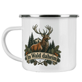 Rustikale Emaille Tasse für Jäger mit Rothirsch