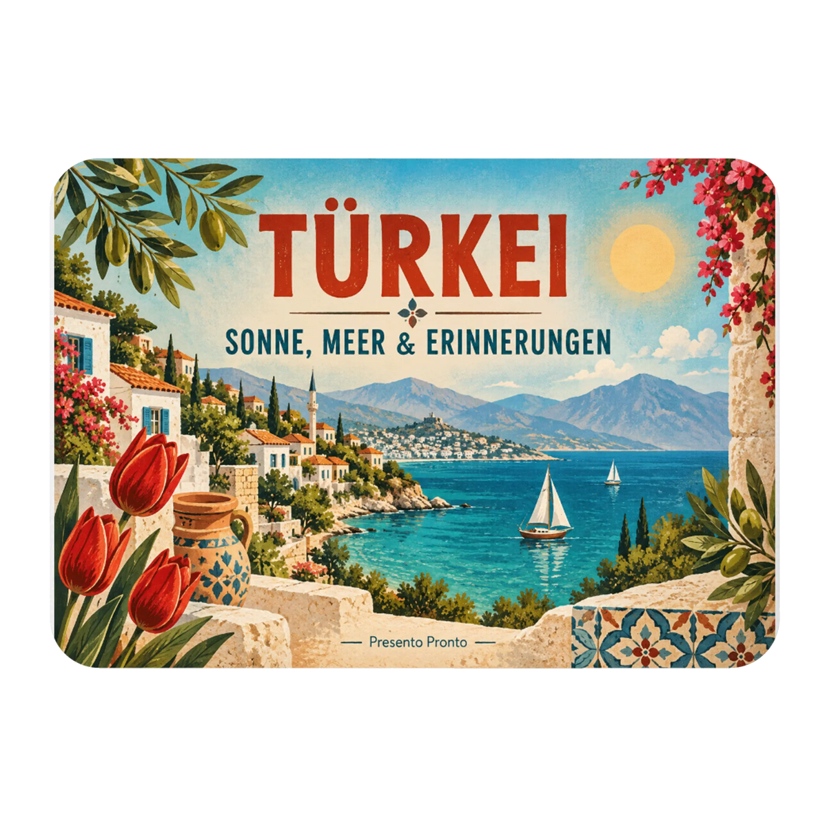 Nostalgischer Kühlschrankmagnet für Türkei-Fans mit Küstenlandschaft