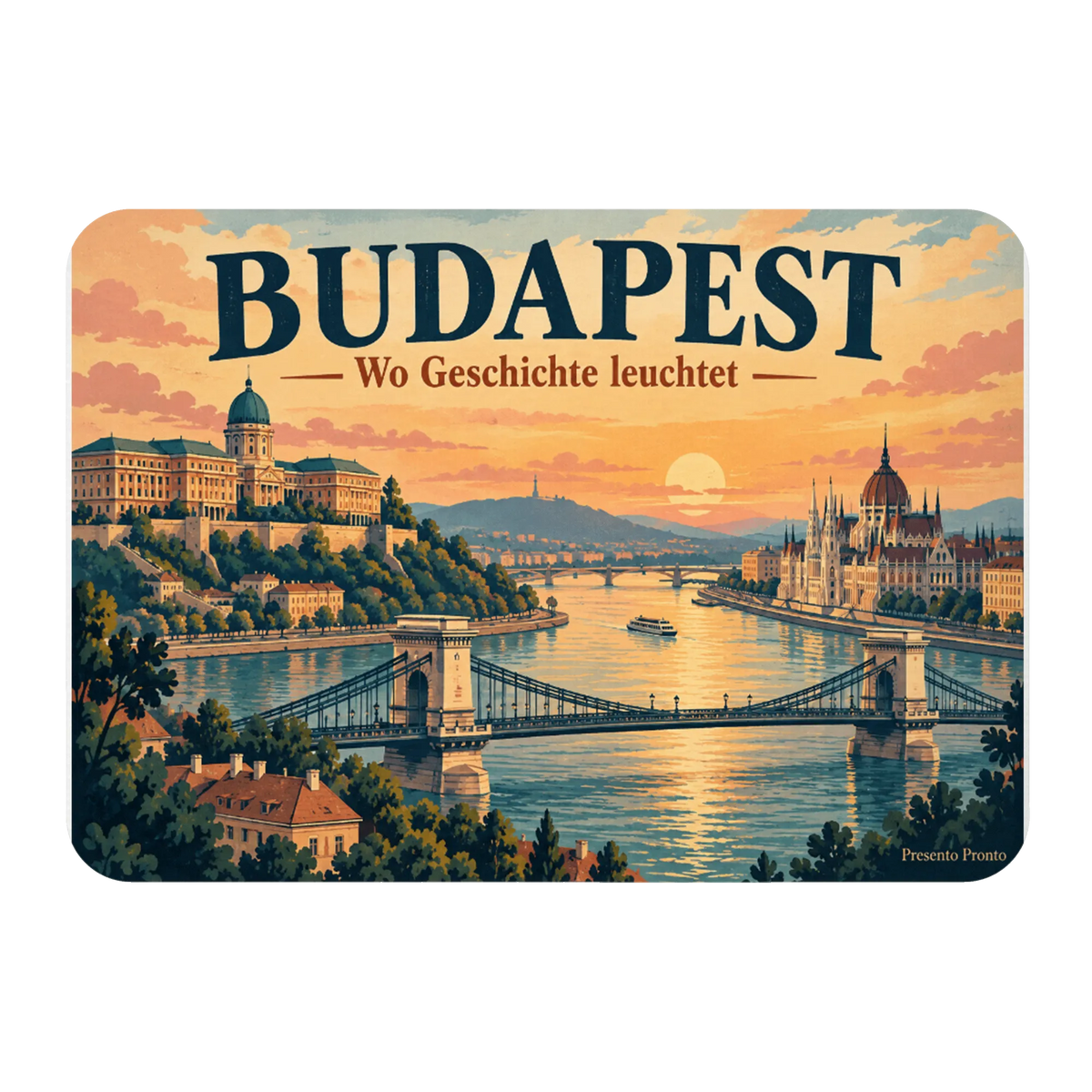 Eleganter Kühlschrankmagnet Budapest als Souvenir Kettenbrücke