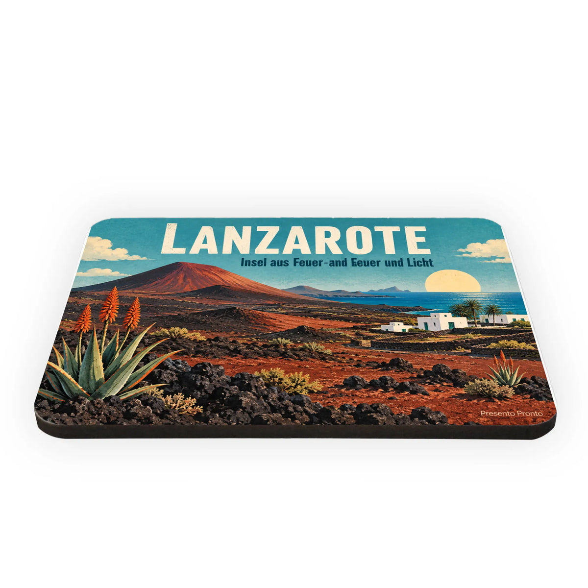 Eleganter Kühlschrankmagnet Lanzarote für Urlaubsfans mit Vulkanlandschaft
