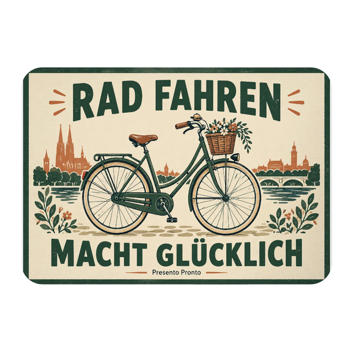 Fröhlicher Kühlschrankmagnet mit Fahrrad für Radfans