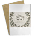 Elegante Karte zur Eisernen Hochzeit mit Eukalyptuskranz