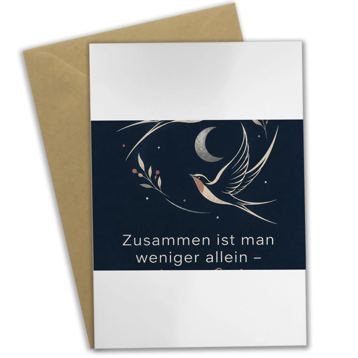 Elegante Karte zur Silberhochzeit mit Schwalben