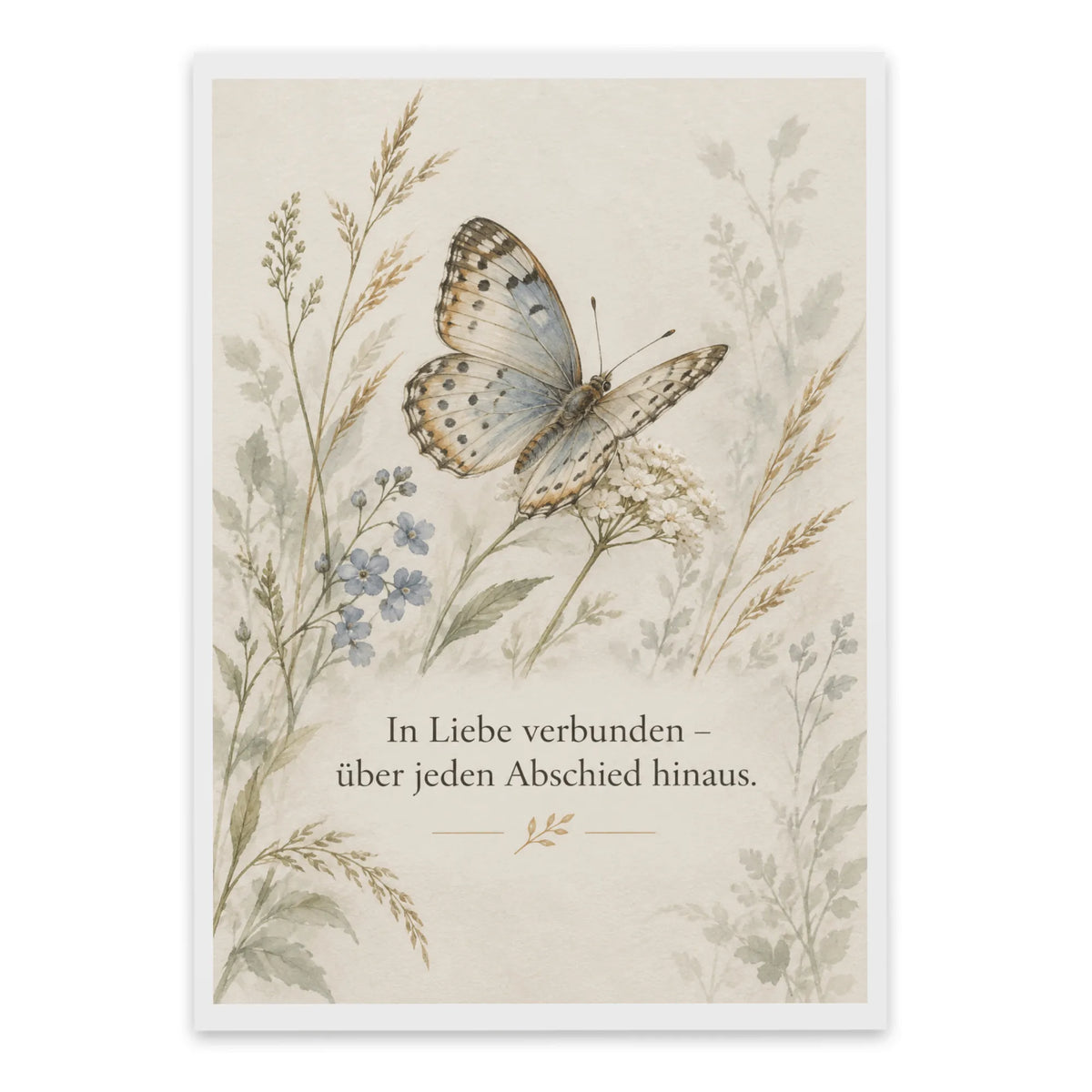 Einfühlsame Trauerkarte mit Schmetterling zum Abschied