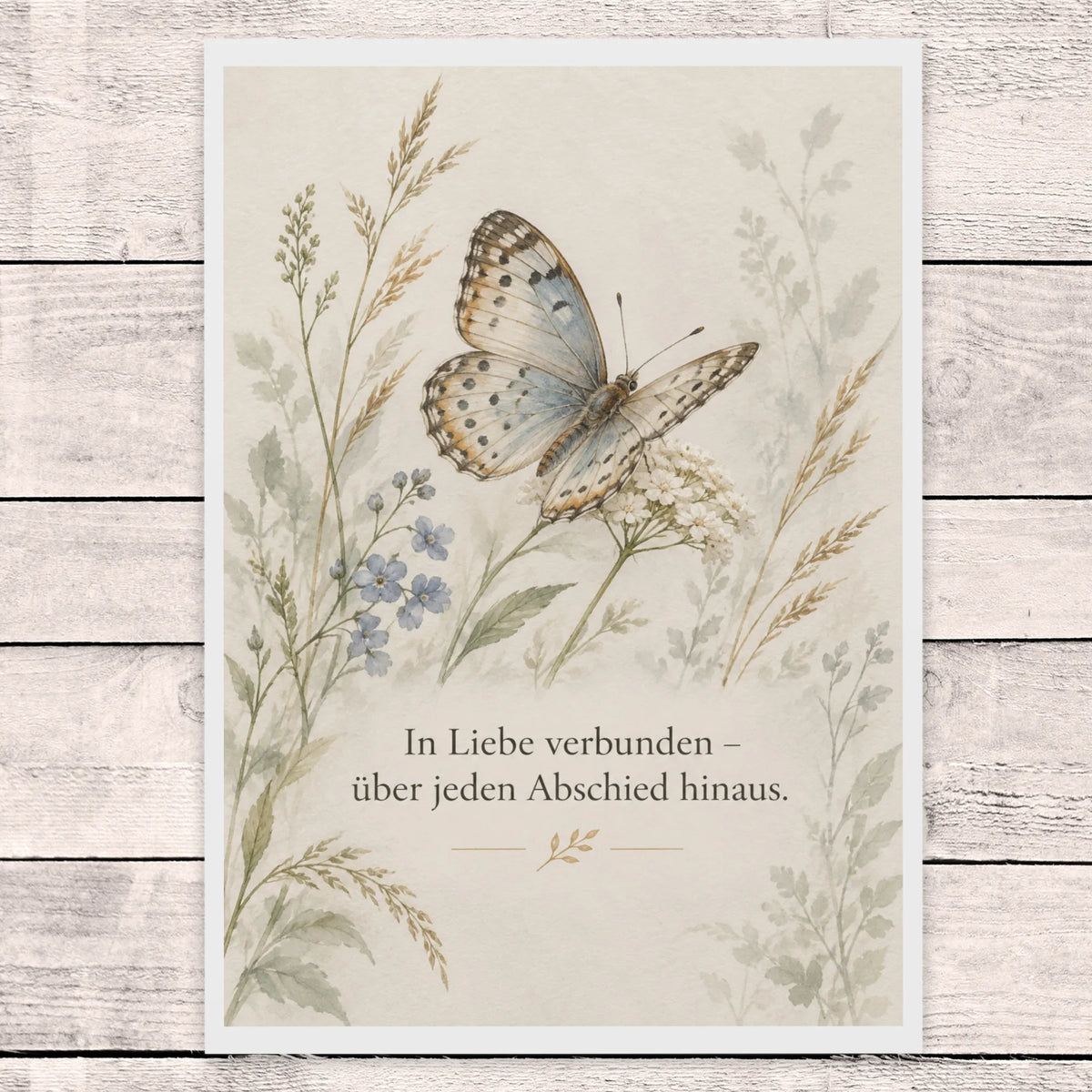 Einfühlsame Trauerkarte mit Schmetterling zum Abschied