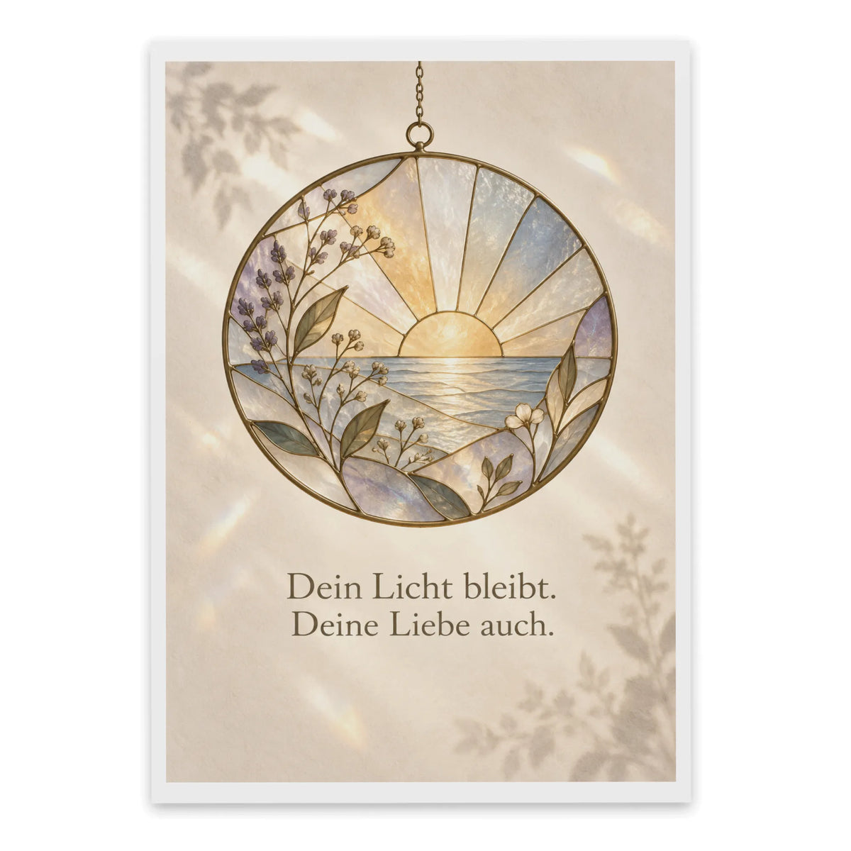 Tröstliche Trauerkarte mit Sonnenfänger