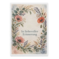 Tröstliche bunte Trauerkarte mit Blumenkranz