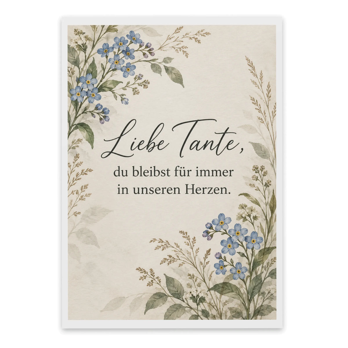 Würdevolle Trauerkarte für die Tante mit Vergissmeinnicht