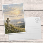 Tröstliche christliche Trauerkarte mit Kreuz in Landschaft|p:2022084|h:6a13d99ab83d3a63bebab6a3d92ec613