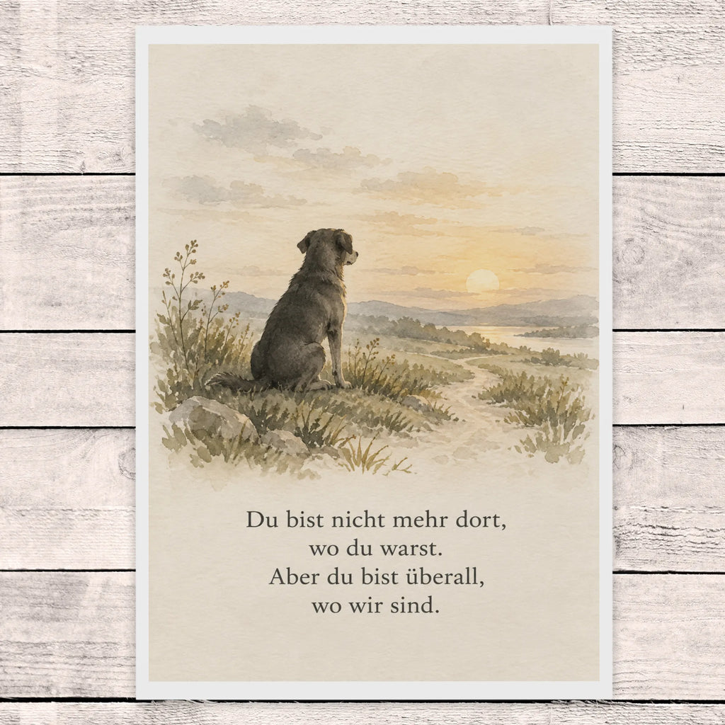 Einfühlsame Trauerkarte für Hunde mit Hundesilhouette|p:2022094|h:f647675367c101de6174459dd863d7fb