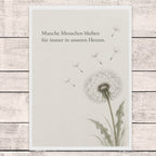 Würdevolle Trauerkarte mit Pusteblume zum Abschied|p:2022096|h:193866f1ef913640dfb0f44f7103cd47