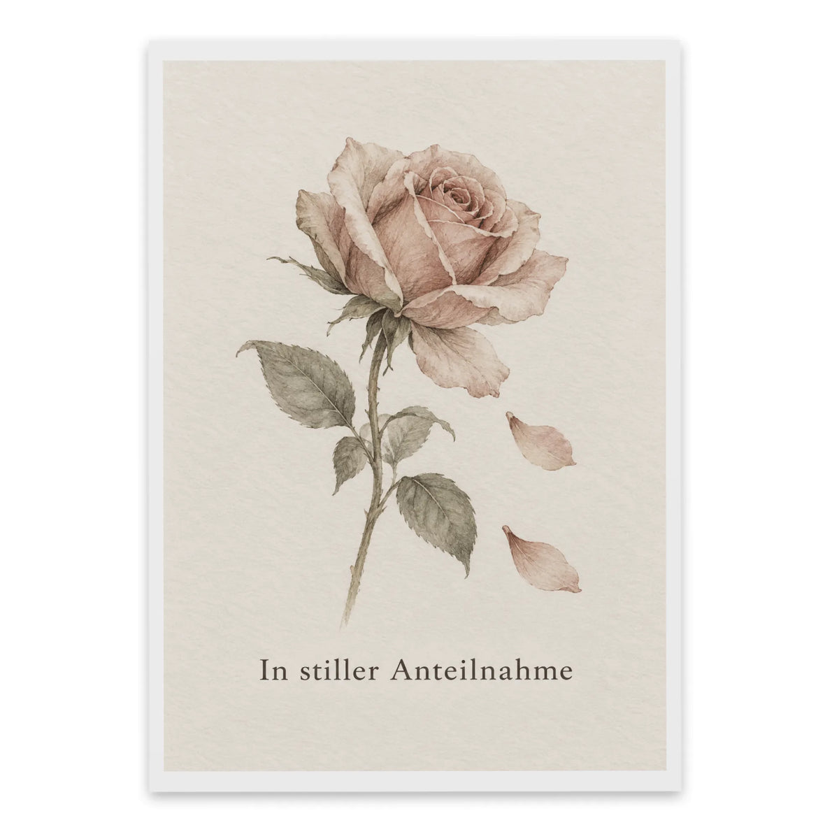 Einfühlsame Trauerkarte mit zarter Rose
