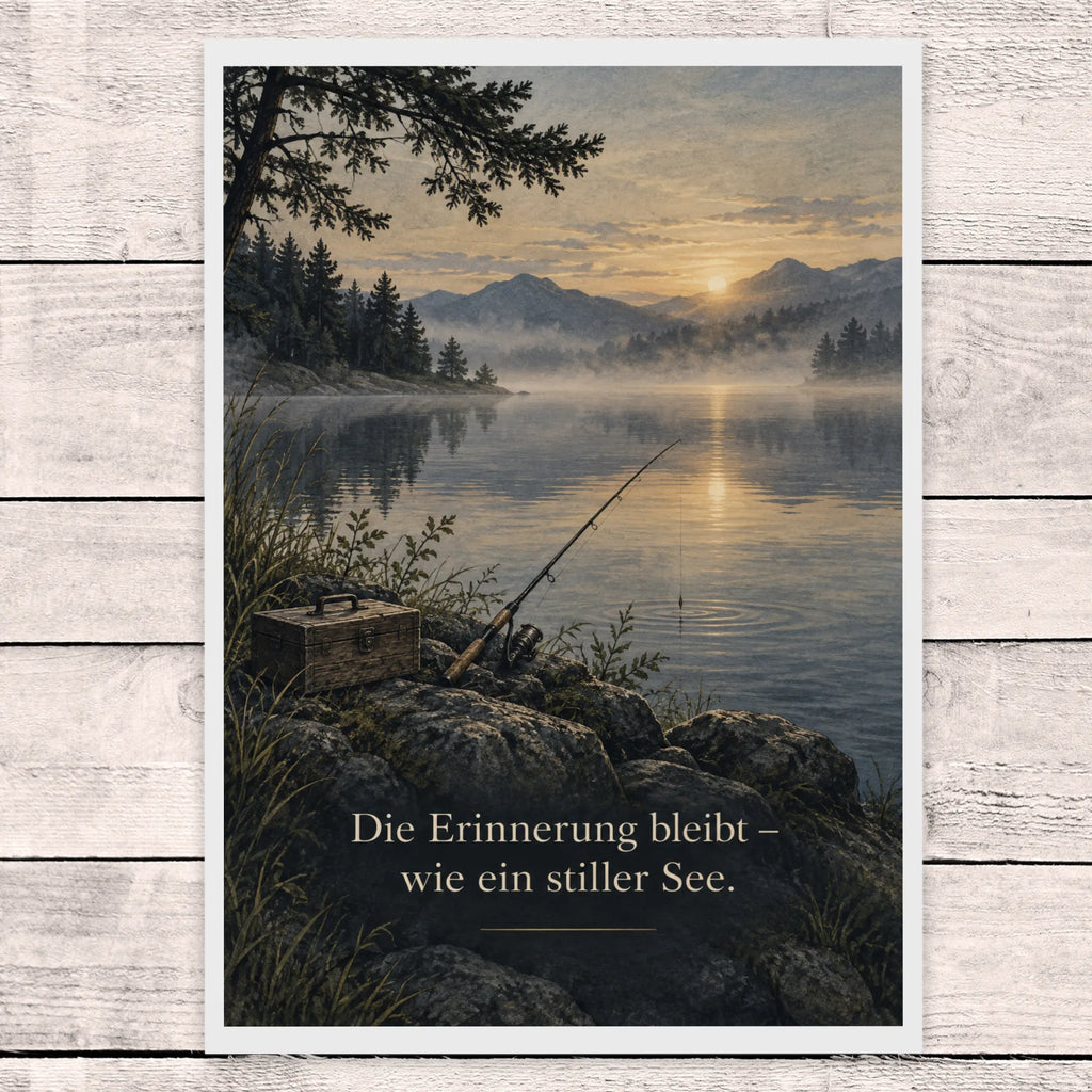 Würdevolle Beileidskarte für Angler mit stiller See|p:2022111|h:e659c8502869394534a664f69b5115e7