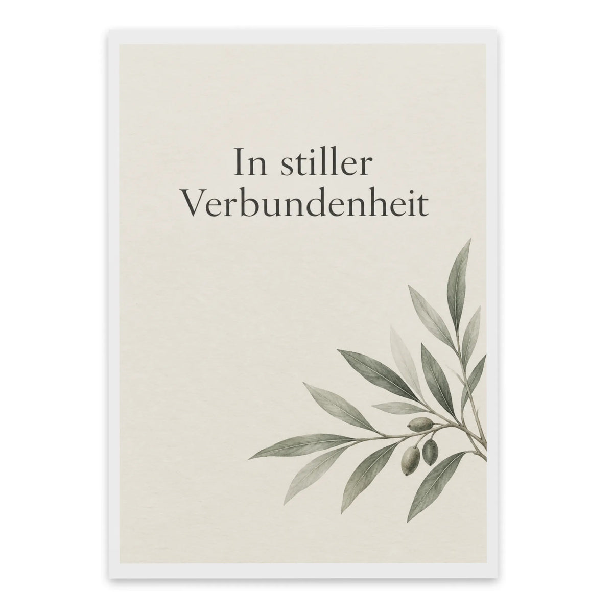 Edle Trauerkarte mit Olivenzweig