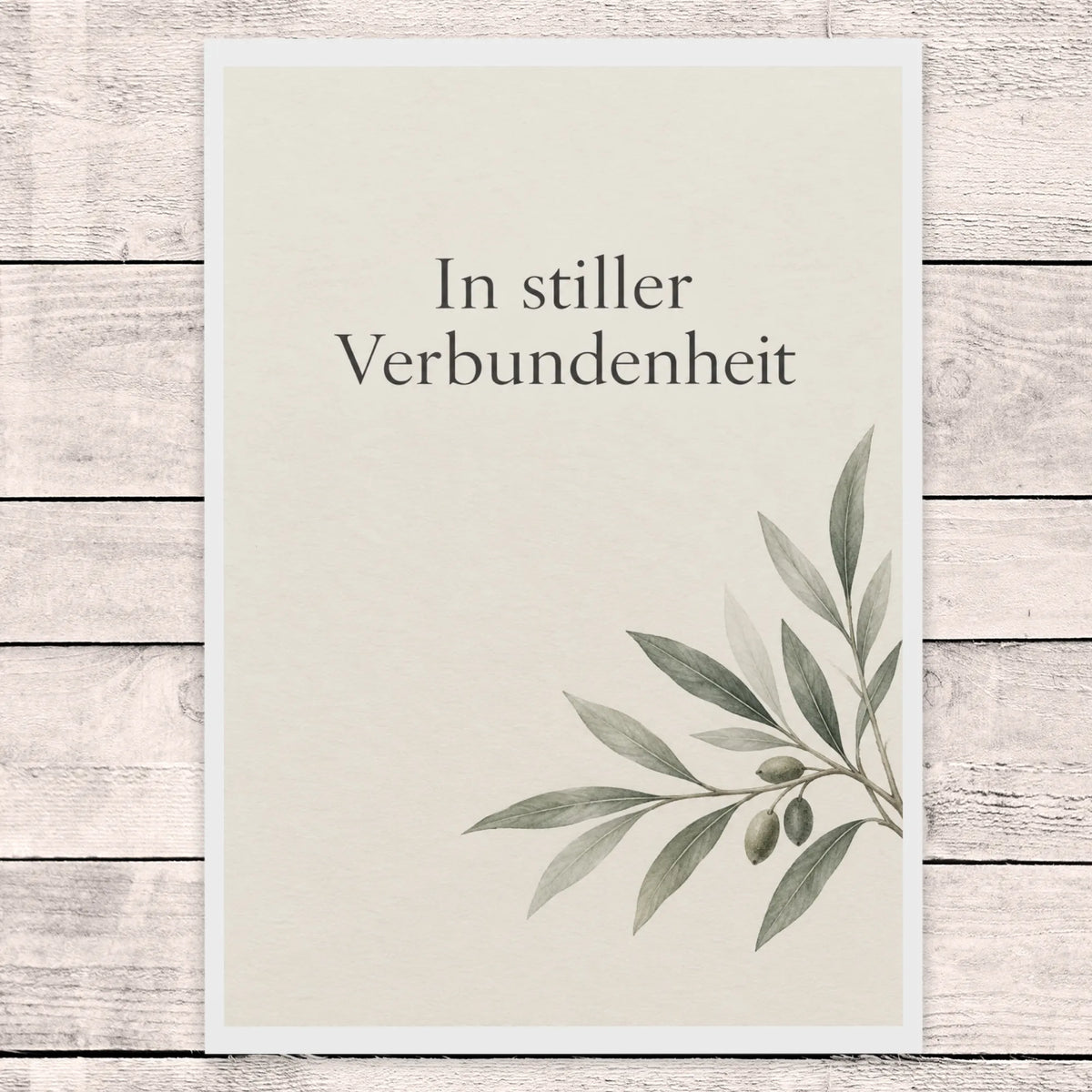 Edle Trauerkarte mit Olivenzweig