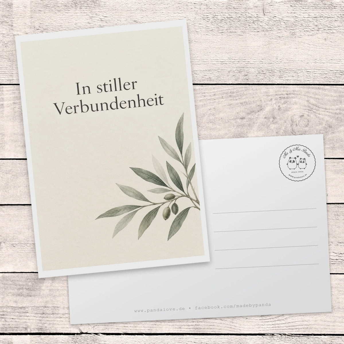 Edle Trauerkarte mit Olivenzweig