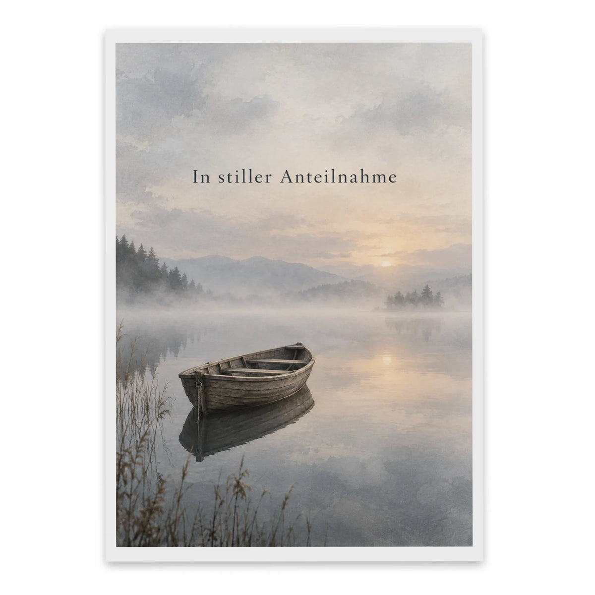 Einfühlsame Trauerkarte mit Ruderboot