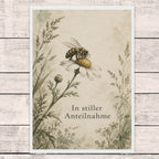Würdevolle Beileidskarte mit Biene auf Wildblume|p:2022121|h:01f37c31d5ea36ee2f1e2a3b0b2c6d2f